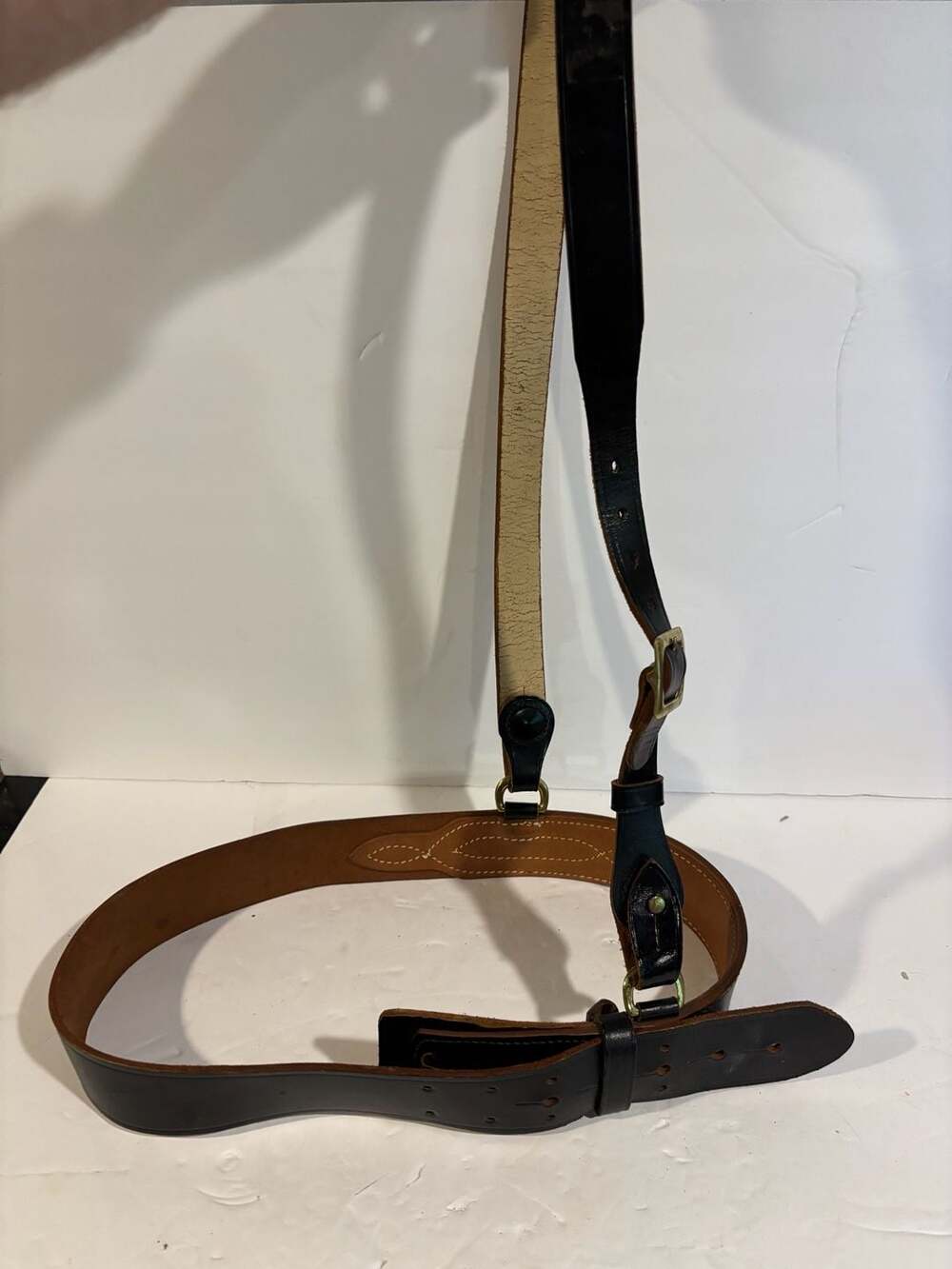Vintage Jay-pee Leather Belt With Crossover Shoulder Strap Uniform Duty